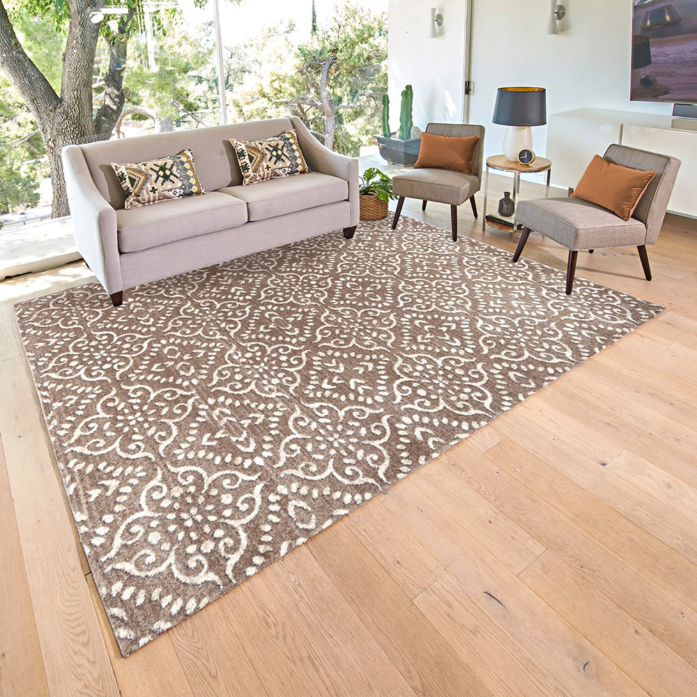 Gertmenian - Tapis d'intérieur transitionnel à médaillon à volutes Lavi Lanza