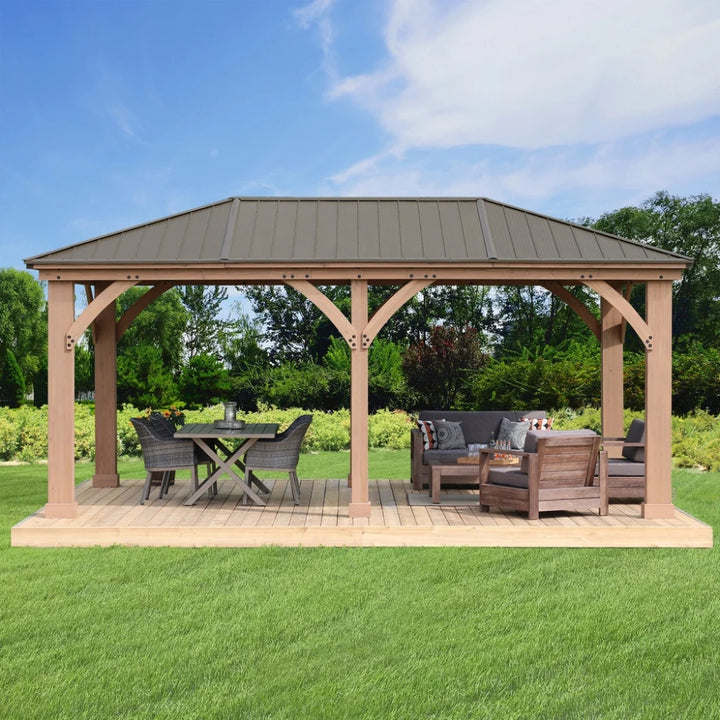 Yardistry - Pavillon de jardin 12 pi × 20 pi à toit en aluminium