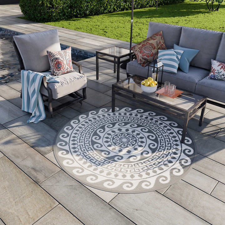 Viana – Tapis rond d’intérieur ou d’extérieur à motif Folklorique
