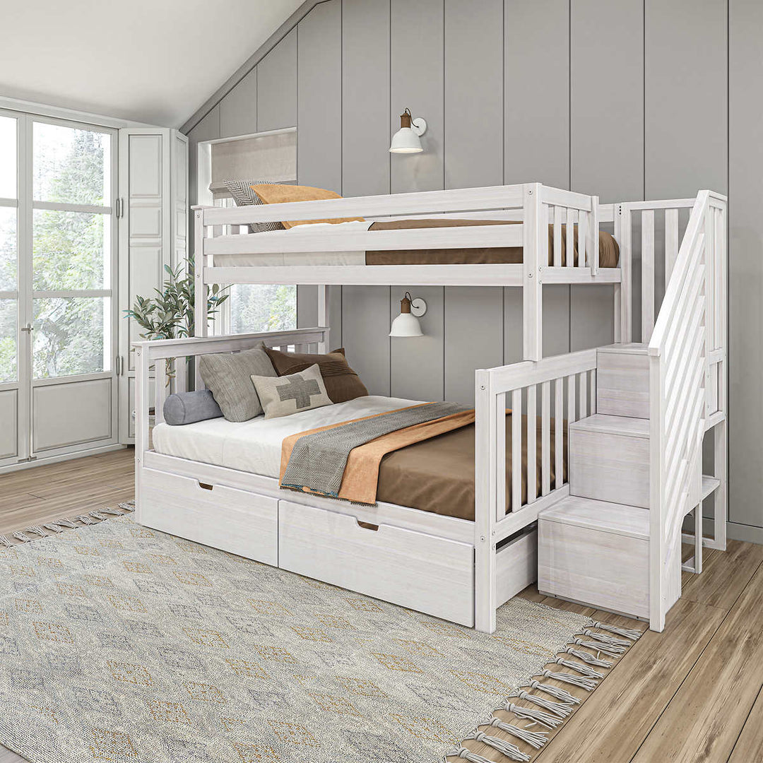 Maxwood - Traditional bunk bed with stairs and storage drawers 