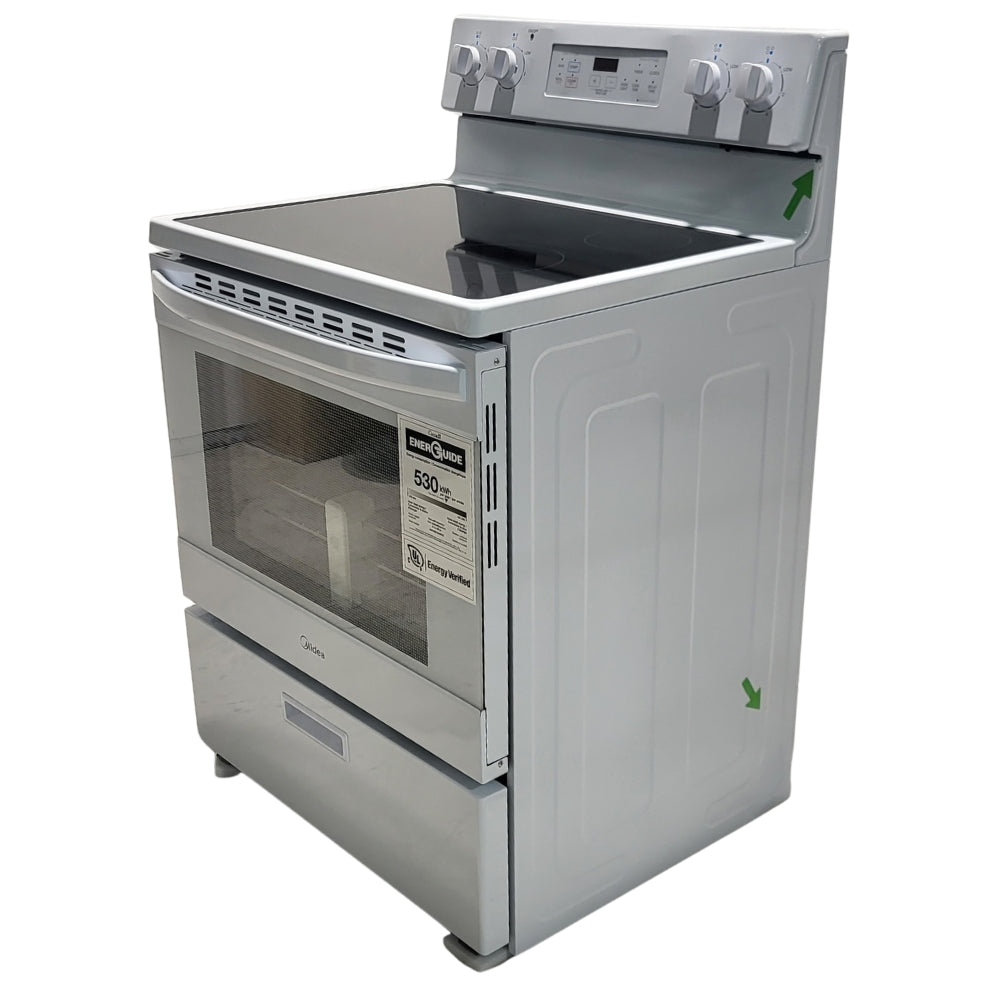 Midea - Cuisinière autoportante à surface de cuisson lisse de 30 po et 5,1 pi³