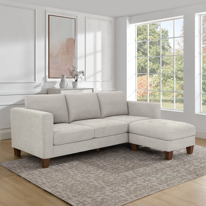 Thomasville - Canapé en tissu avec pouf