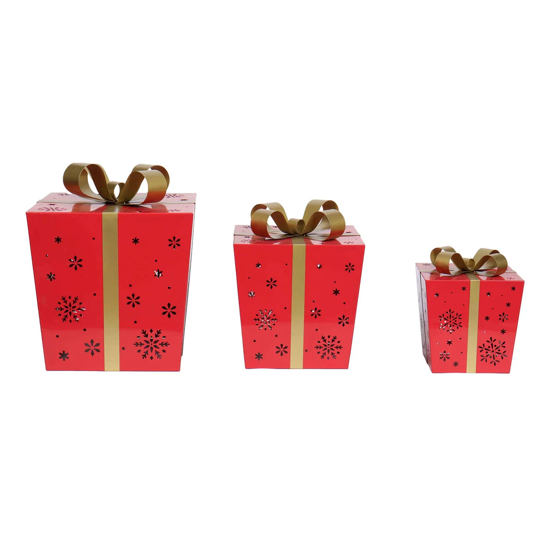 Coffrets cadeaux en métal avec lumières DEL, paquet de 3