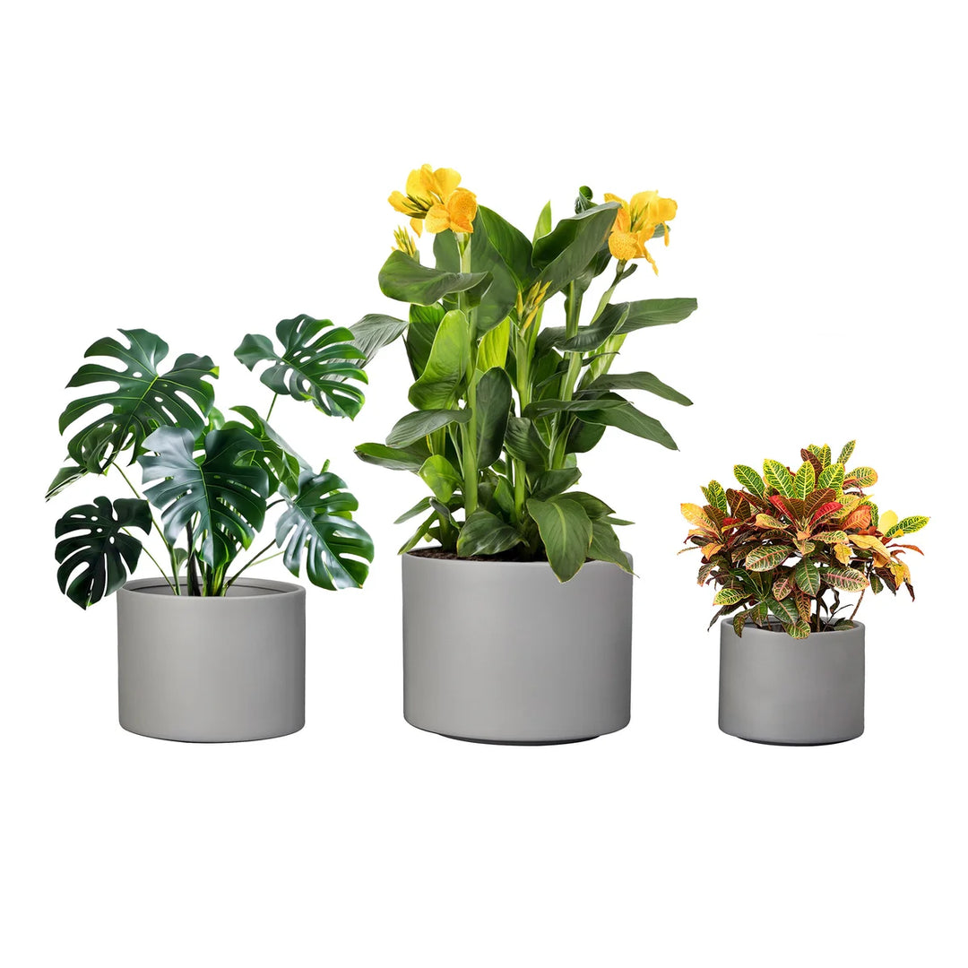 CMS - Indoor and Outdoor Ceramic Round Planters, Set of 3