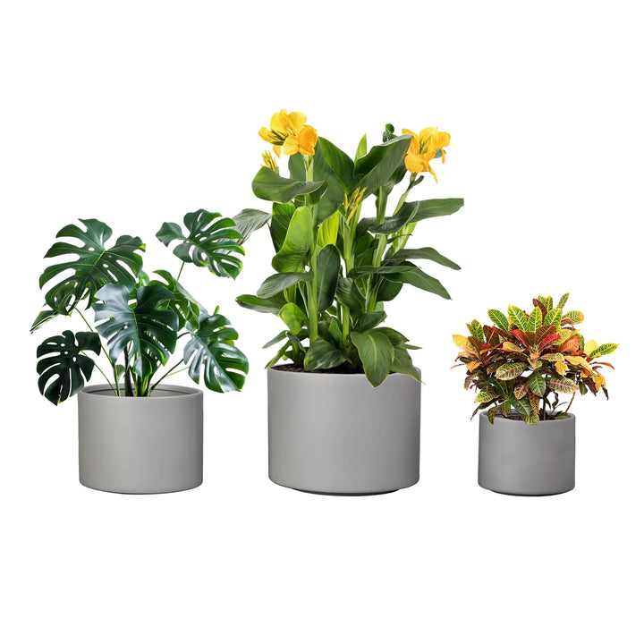 CMS - Indoor and Outdoor Ceramic Round Planters, Set of 3
