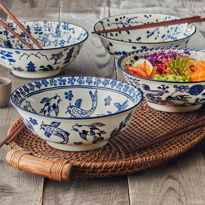 Maison Neuve - Bols en porcelaine avec baguettes, 8 pièces