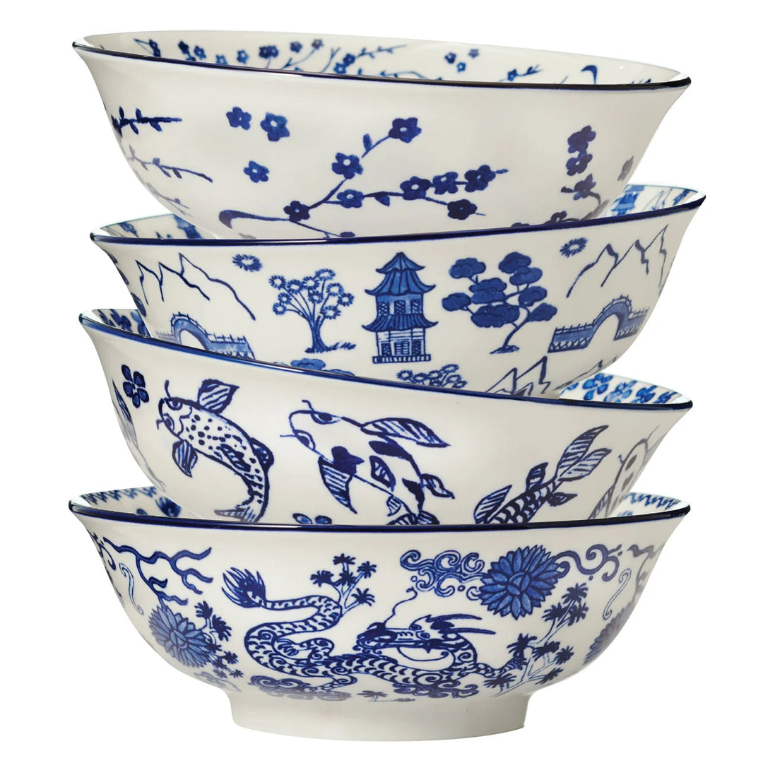 Maison Neuve - Bols en porcelaine avec baguettes, 8 pièces