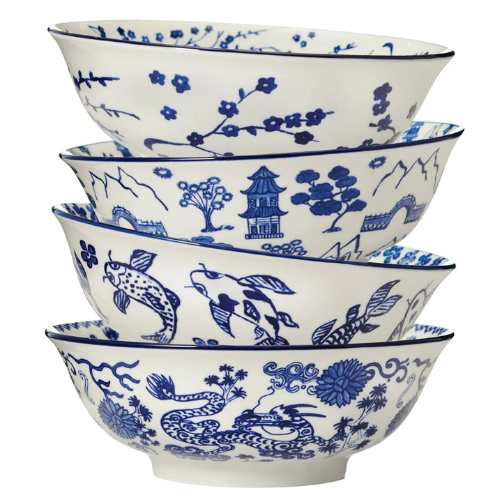 Maison Neuve - Bols en porcelaine avec baguettes, 8 pièces