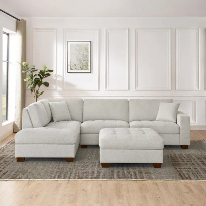 Thomasville Miles - 3-Piece Fabric Sectional with Storage Ottoman