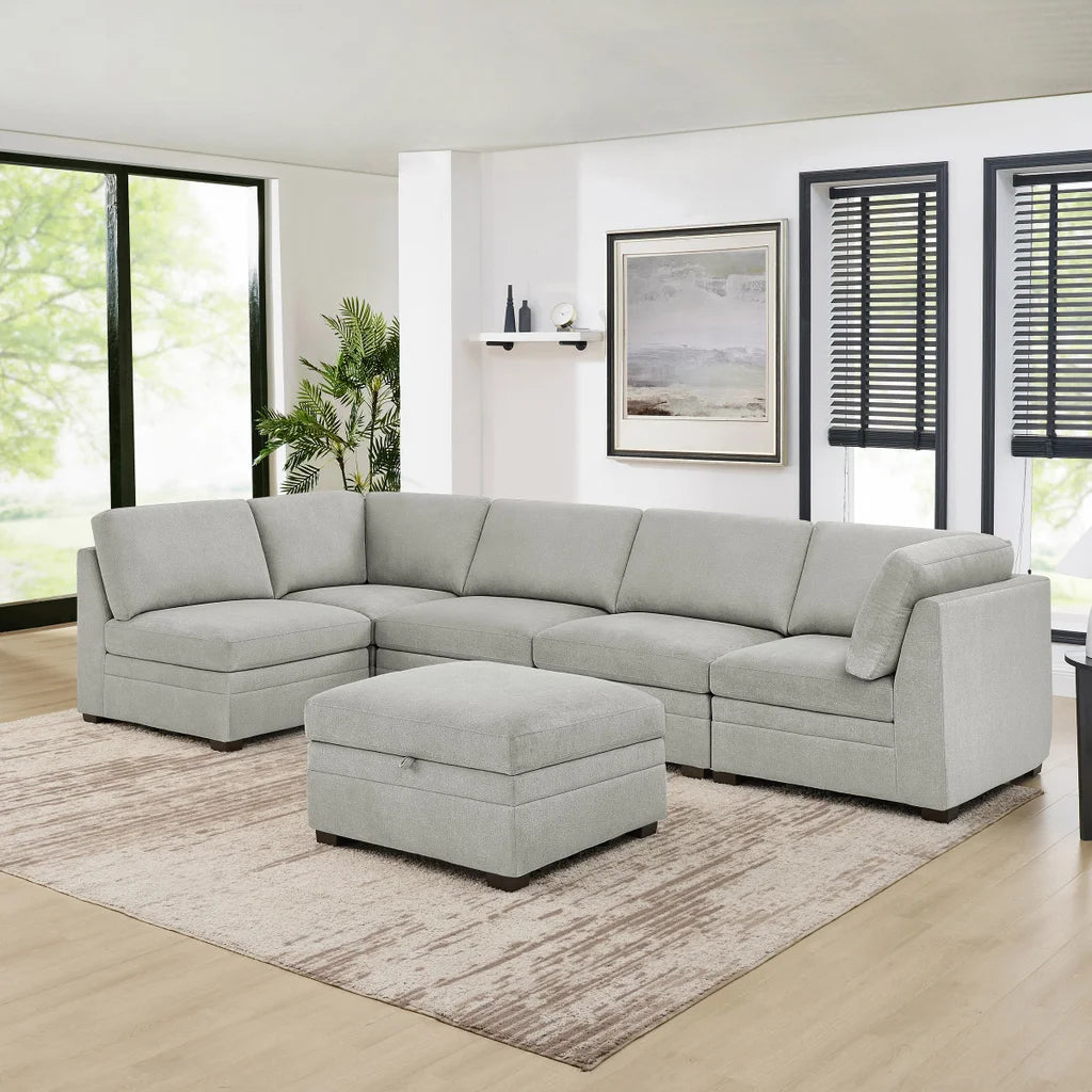 Thomasville - Sectionnel en tissu avec pouf de rangement Tisdale