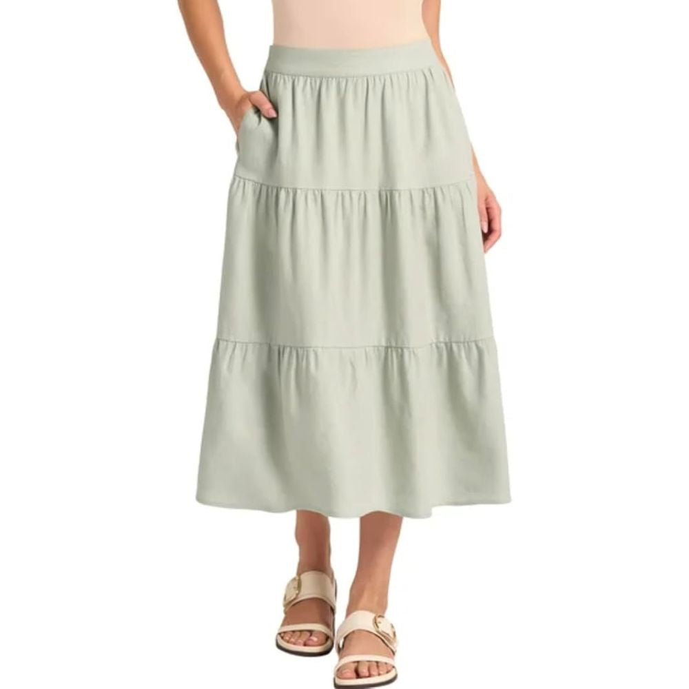Matty M - Long ruffled skirt in linen blend