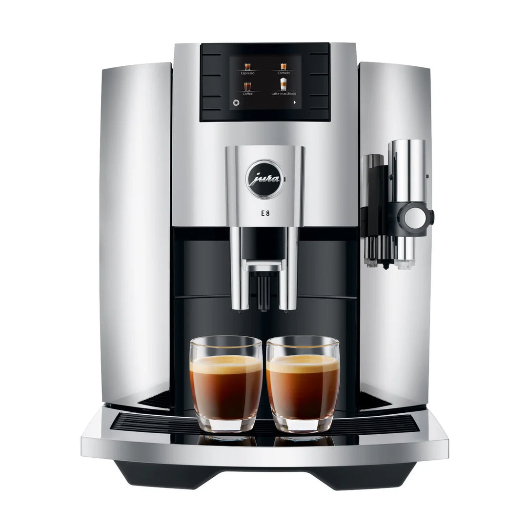 Jura E8 - Machine à espresso automatique avec récipient à lait, glacette et tube à lait en inox