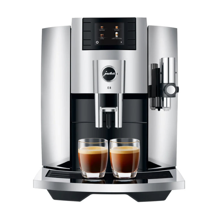 Jura E8 - Machine à espresso automatique avec récipient à lait, glacette et tube à lait en inox