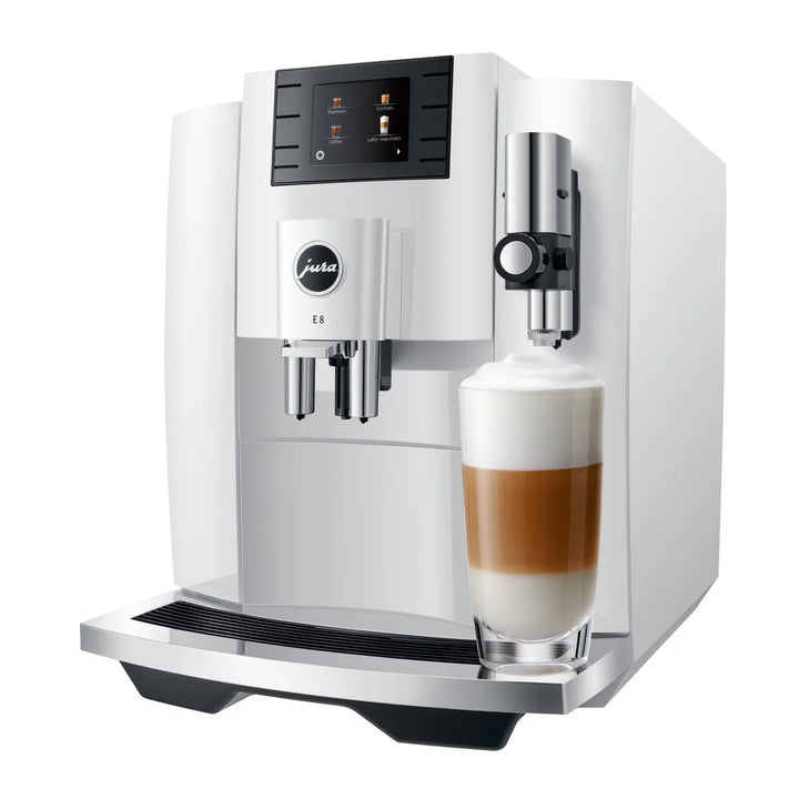 Jura E8 - Machine à espresso automatique avec récipient à lait, glacette et tube à lait en inox