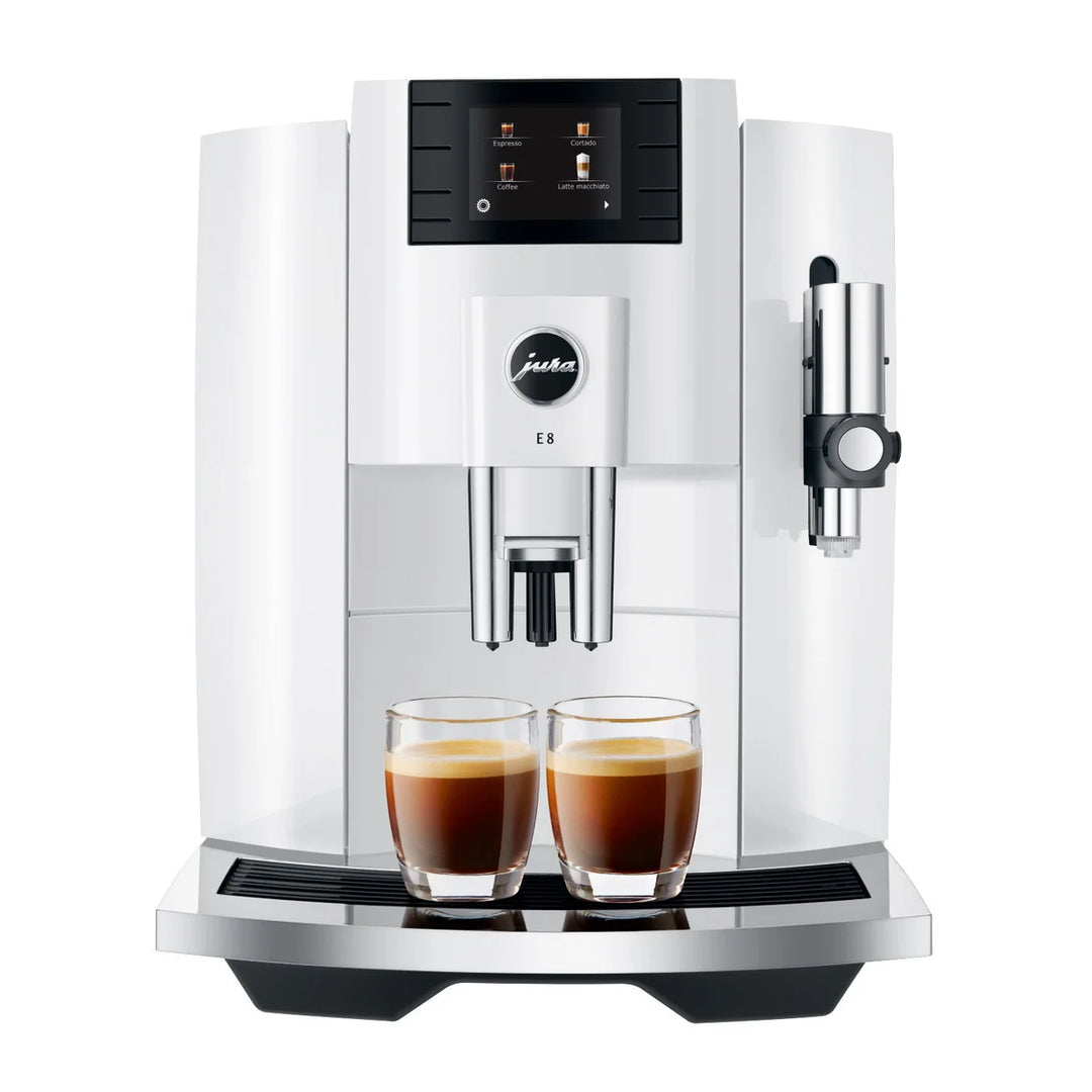 Jura E8 - Machine à espresso automatique avec récipient à lait, glacette et tube à lait en inox