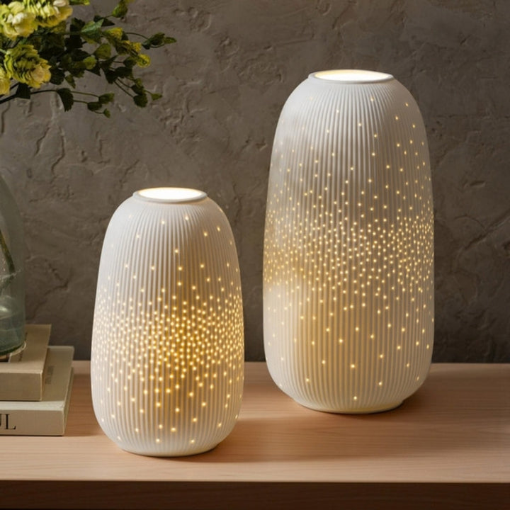 Evergreen - Porcelain LED Lantern, 2 pieces