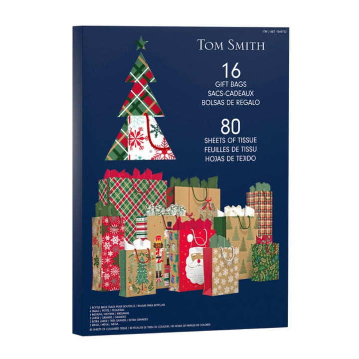 Tom Smith - Set of 16 Gift Bags and 80 Tissue Sheets