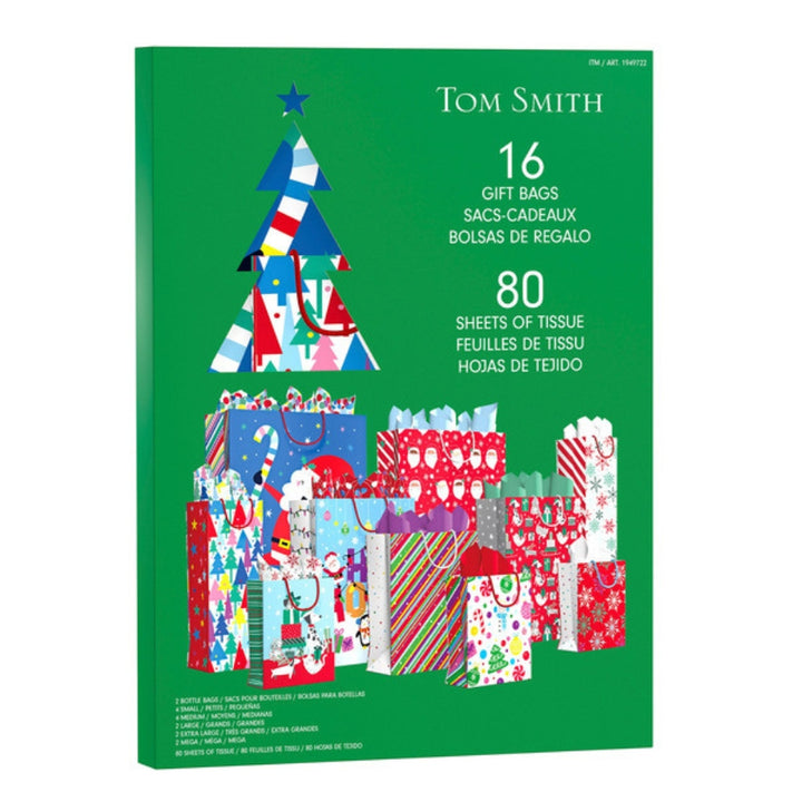 Tom Smith - Set of 16 Gift Bags and 80 Tissue Sheets