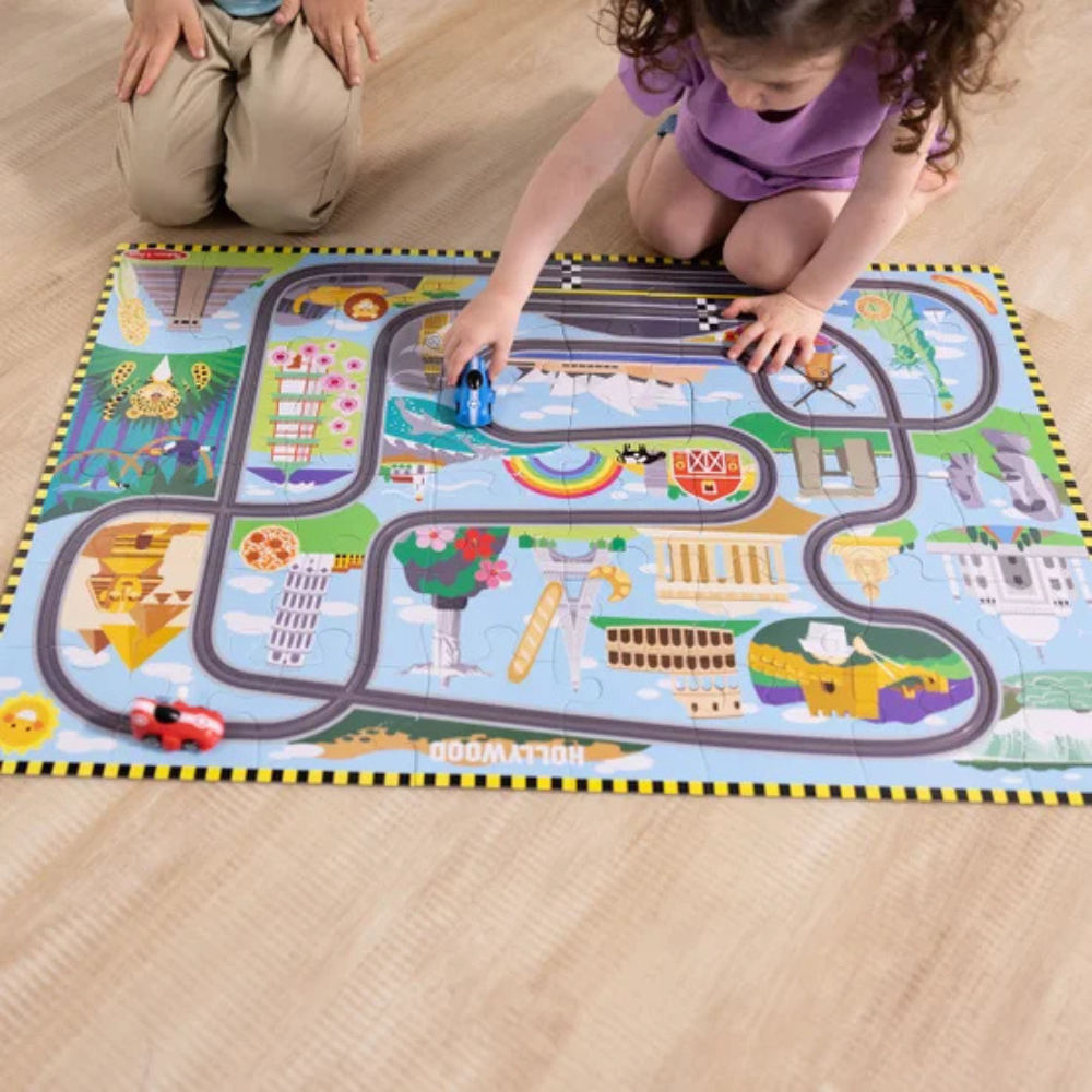 Melissa & Doug - Casse tête au sol avec pistes