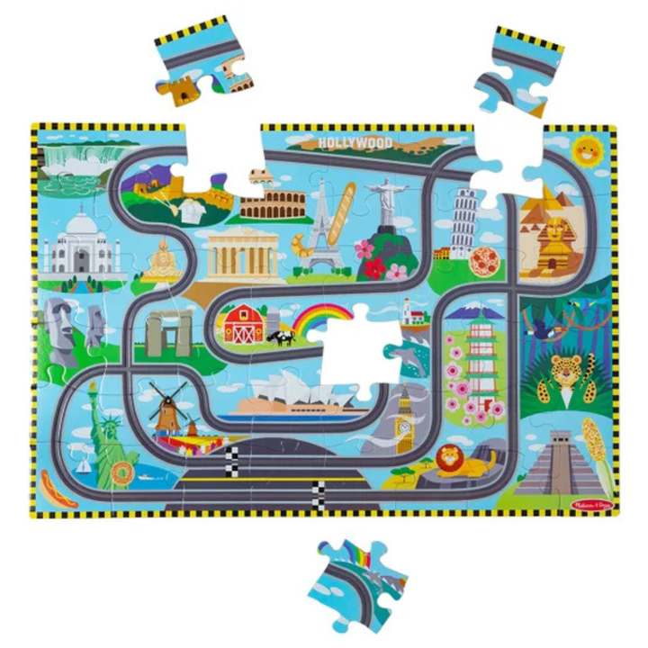 Melissa & Doug - Casse tête au sol avec pistes
