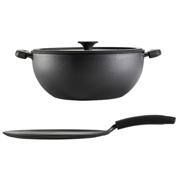 Tramontina - Kadai profond & Tawa plate en fonte, 3 pièces