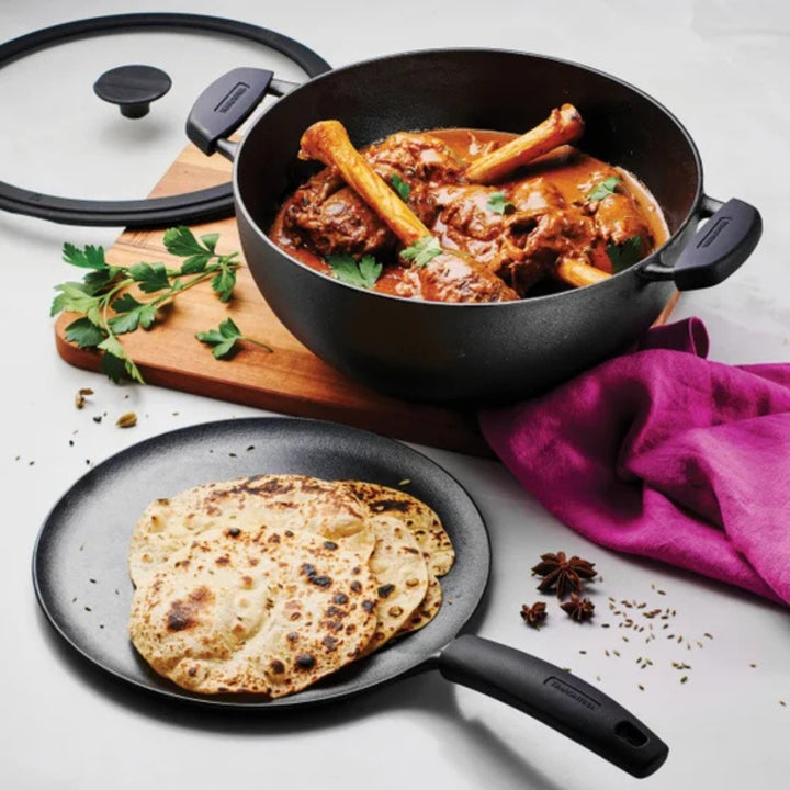 Tramontina - Kadai profond & Tawa plate en fonte, 3 pièces