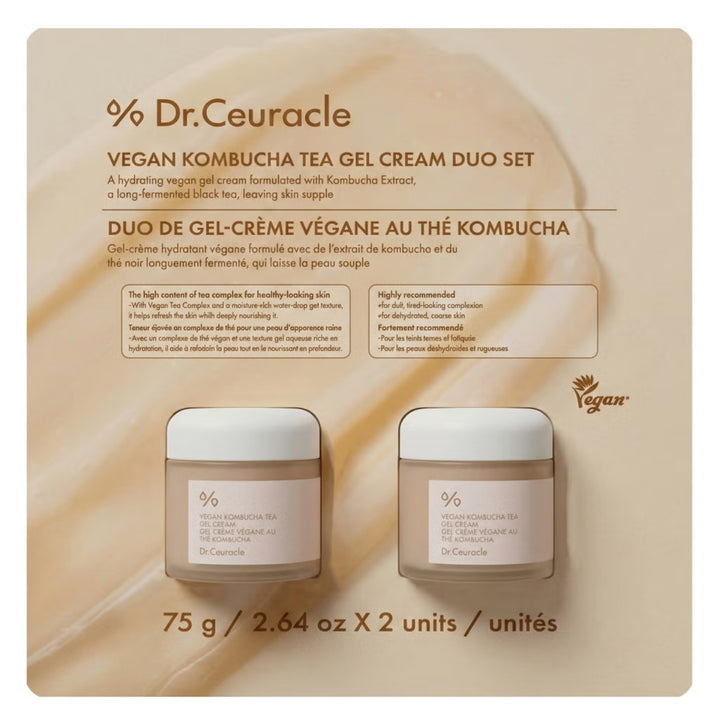 Dr. Ceuracle - Gel-crème végan au thé kombucha, 2 x 75g
