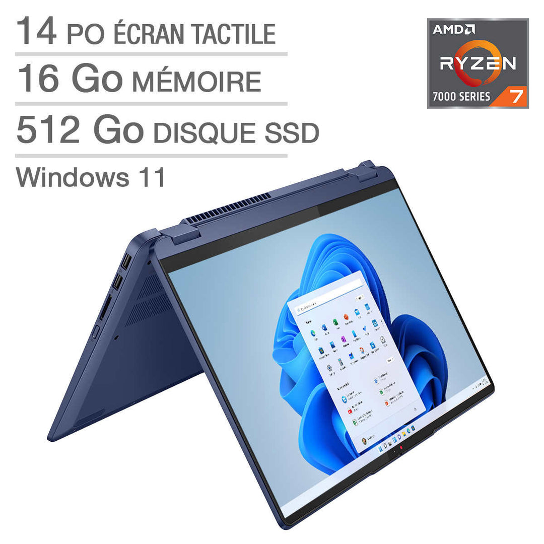 Lenovo - Ordinateur portable 2-en-1, AMD Ryzen 7 7730U, IdeaPad Flex 5