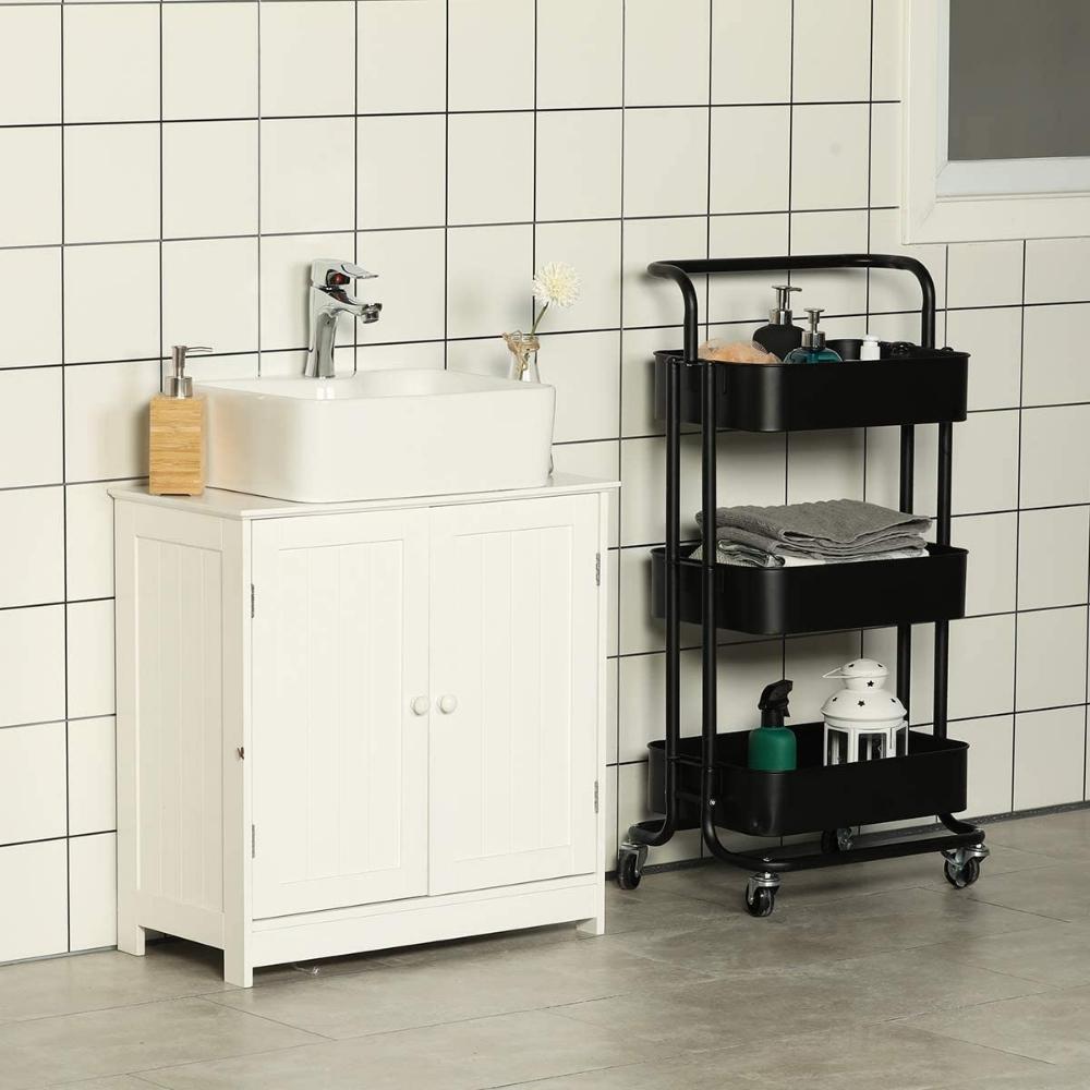 3 Tier Metal Rolling Utility Cart with Handles 