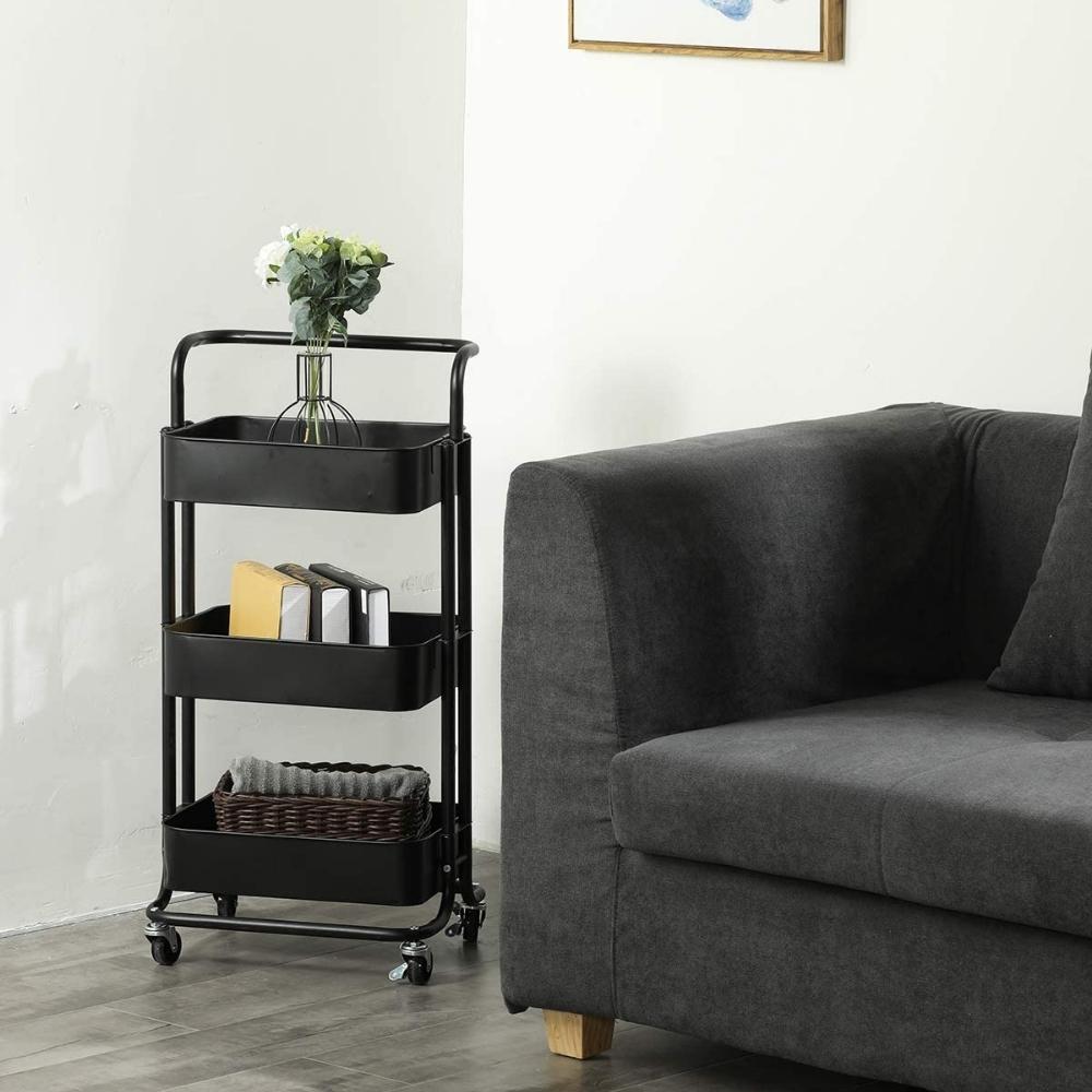 3 Tier Metal Rolling Utility Cart with Handles 