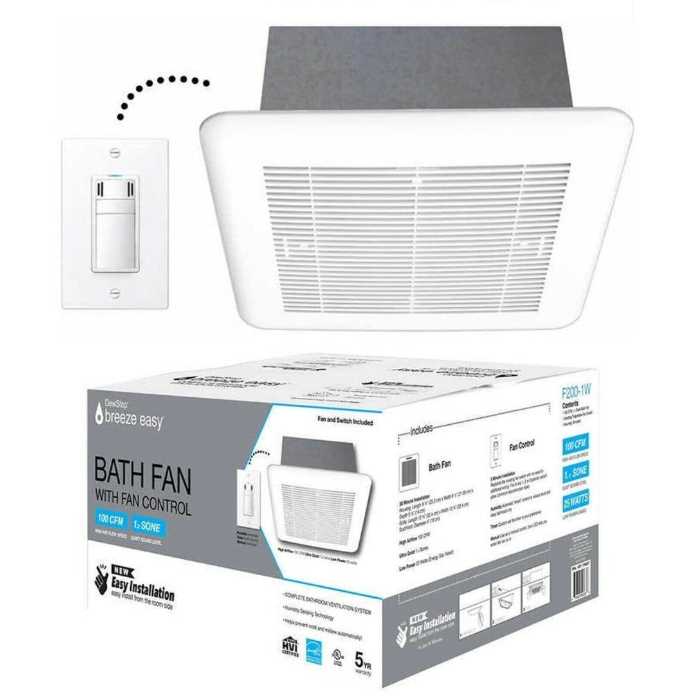 DewStop - Bathroom Fan, 100 CFM Flow - F200-1W