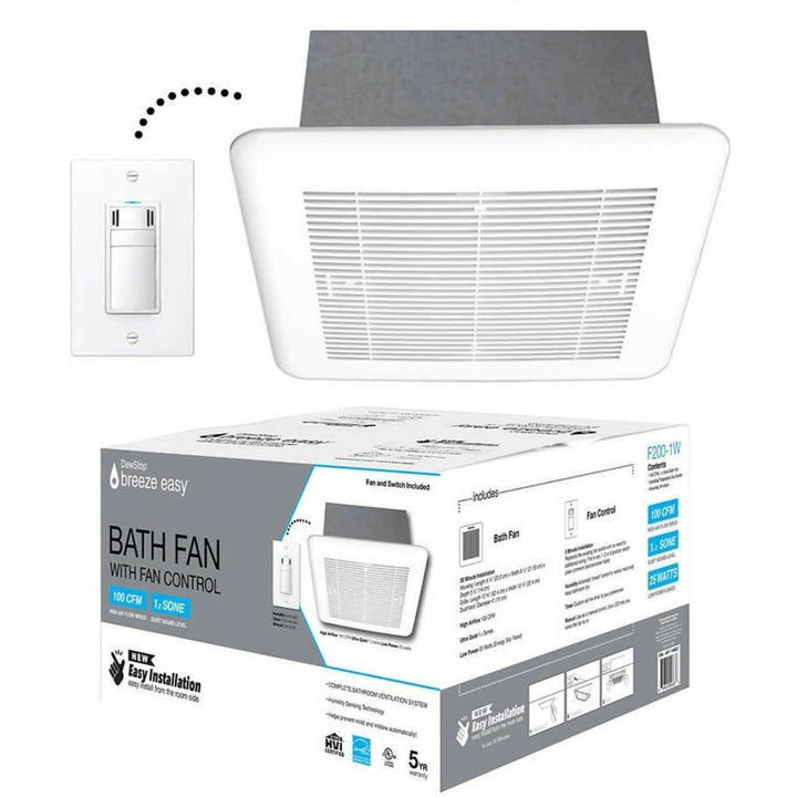 DewStop - Bathroom Fan, 100 CFM Flow - F200-1W