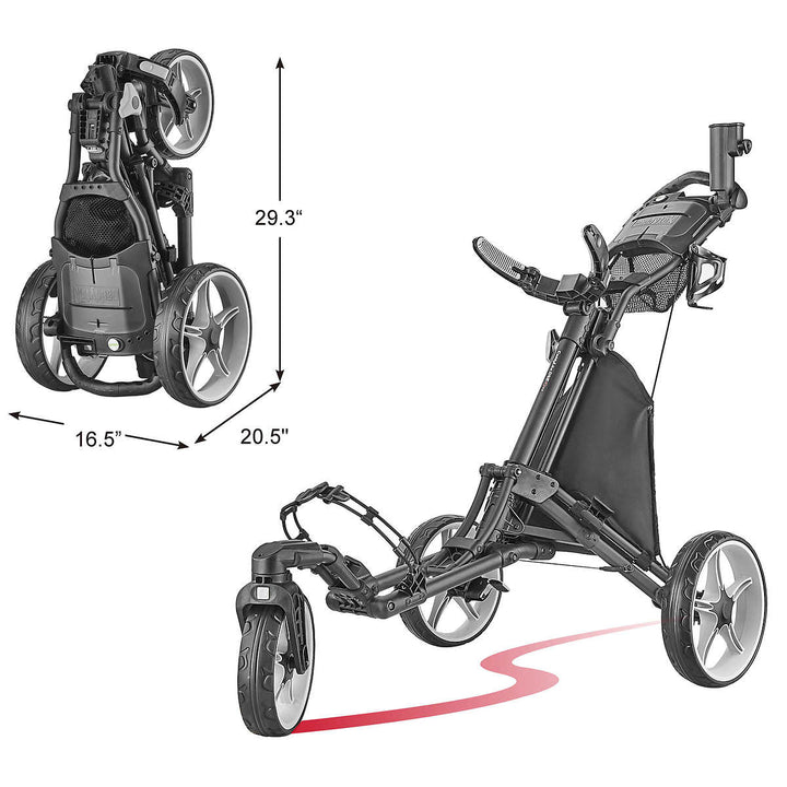 CaddyTek  - Chariot de golf à 3 roues avec roue avant pivotante