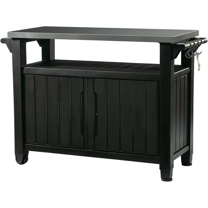 Keter - Table de rangement pour barbecue avec plateau en métal