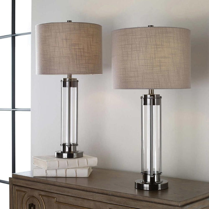 Kris - Ensemble de 2 lampes de table modernes en nickel foncé
