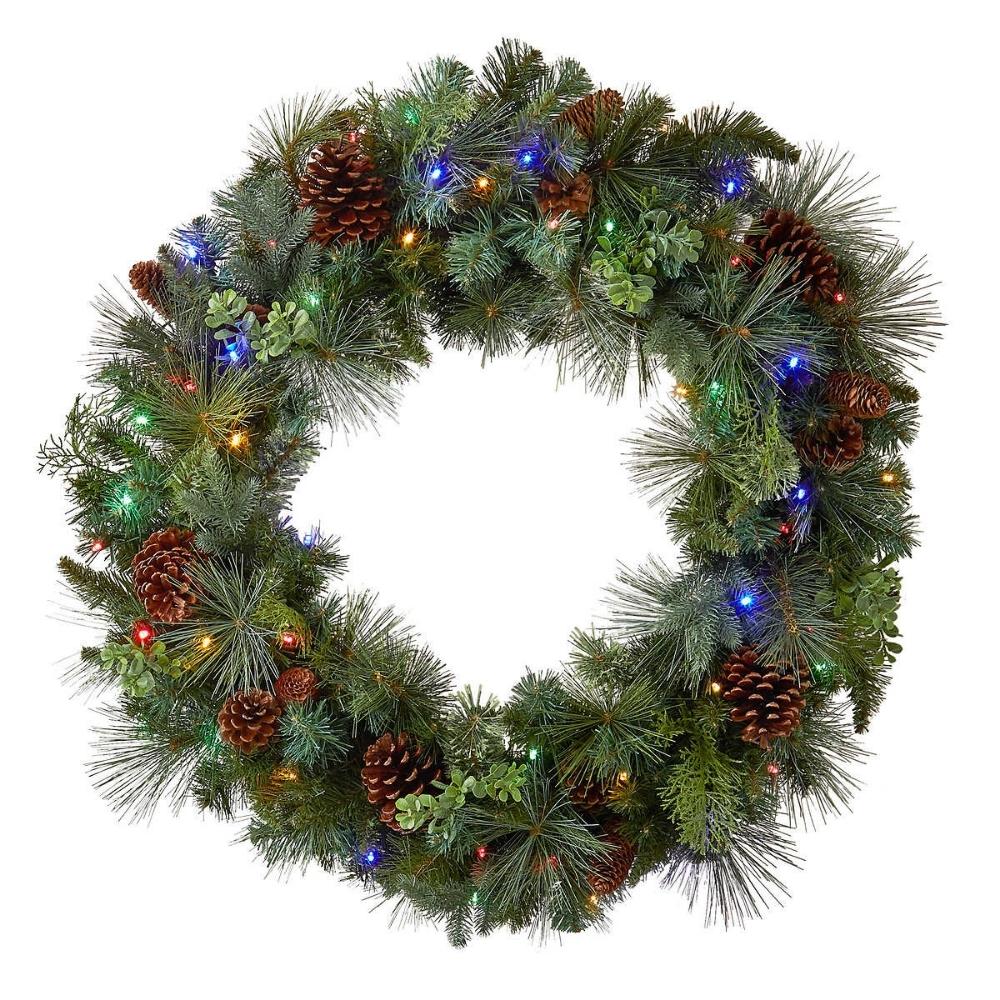 GE Wreath with Dual Color LED Lights
