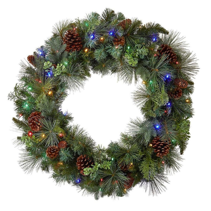 GE Wreath with Dual Color LED Lights