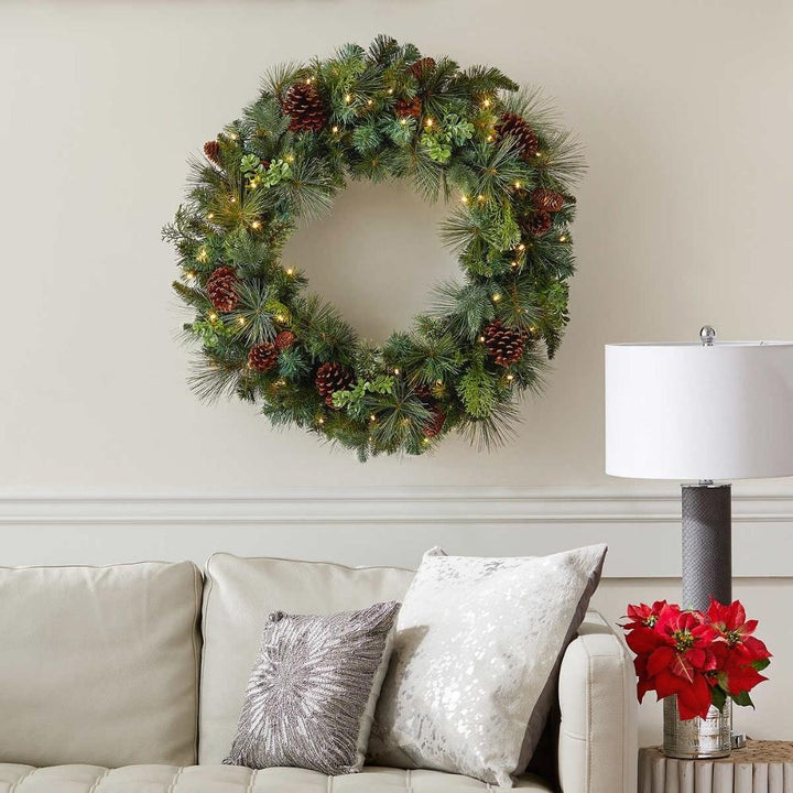 GE Wreath with Dual Color LED Lights