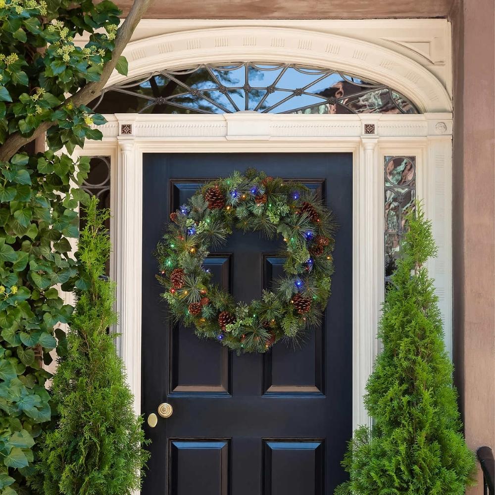 GE Wreath with Dual Color LED Lights