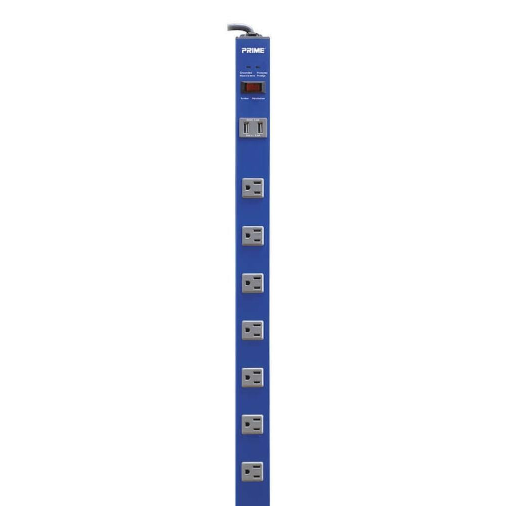 Prime - Blue Anodized Aluminum 11-Outlet Surge Protector with 2 USB