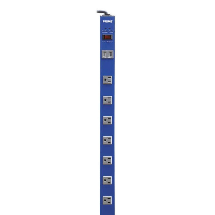 Prime - Blue Anodized Aluminum 11-Outlet Surge Protector with 2 USB
