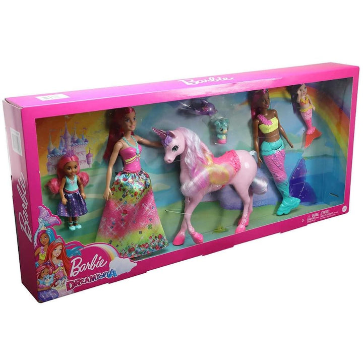 Barbie - Coffret cadeau dreamtopia avec princesses, sirènes, licorne et animaux
