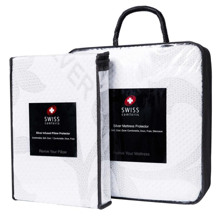 Swiss Comforts - Protège-matelas et housses d’oreiller étanches argent