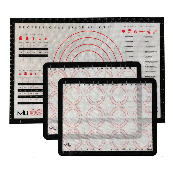 MIU - Ensemble de 3 tapis de pâtisserie et de cuisson en silicone