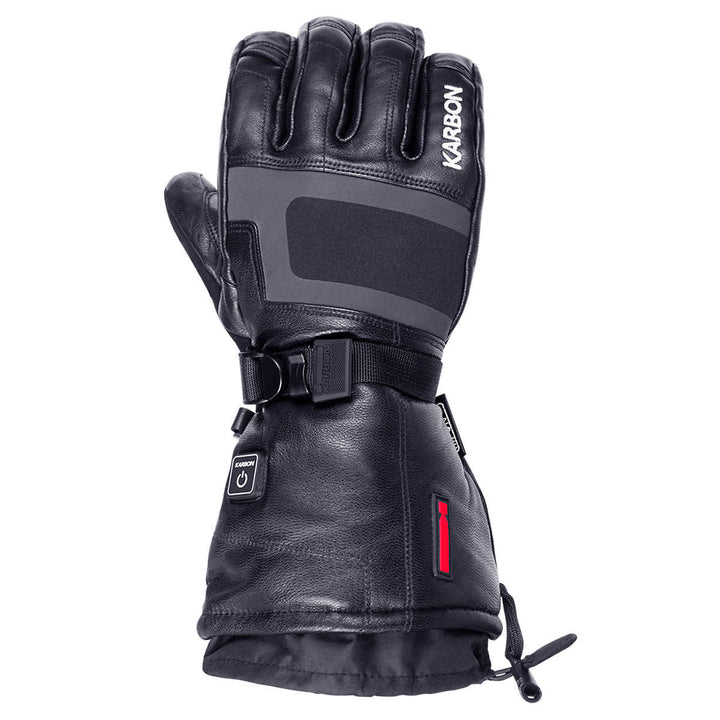 Karbon - Gants de ski chauffants en cuir de chèvre avec 2 piles au lithium-polymère