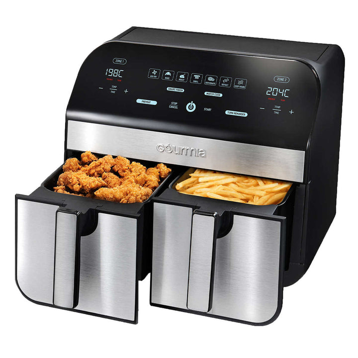 Gourmia - Friteuse numérique à air chaud de 9,4 L (10 pte) à deux paniers