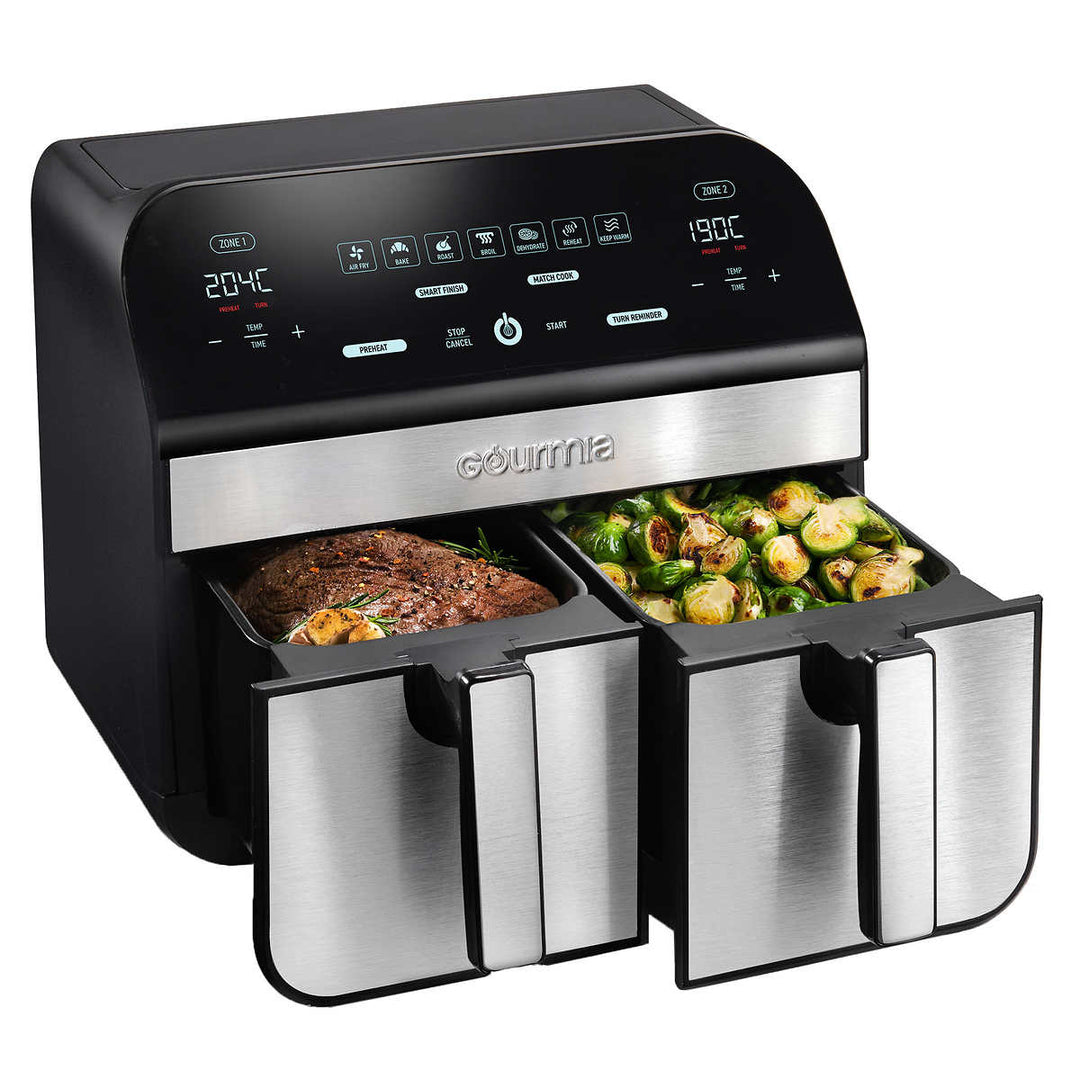 Gourmia - Friteuse numérique à air chaud de 9,4 L (10 pte) à deux paniers