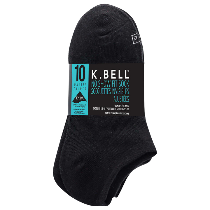 K.Bell Women's No Show Socks, 10 Pack