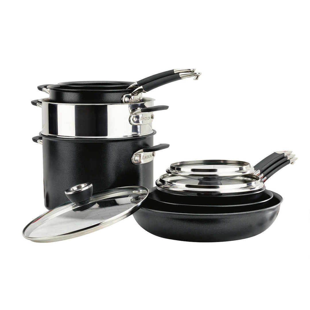 Anolon - Batterie de cuisine à anodisation dure, 10 pièces
