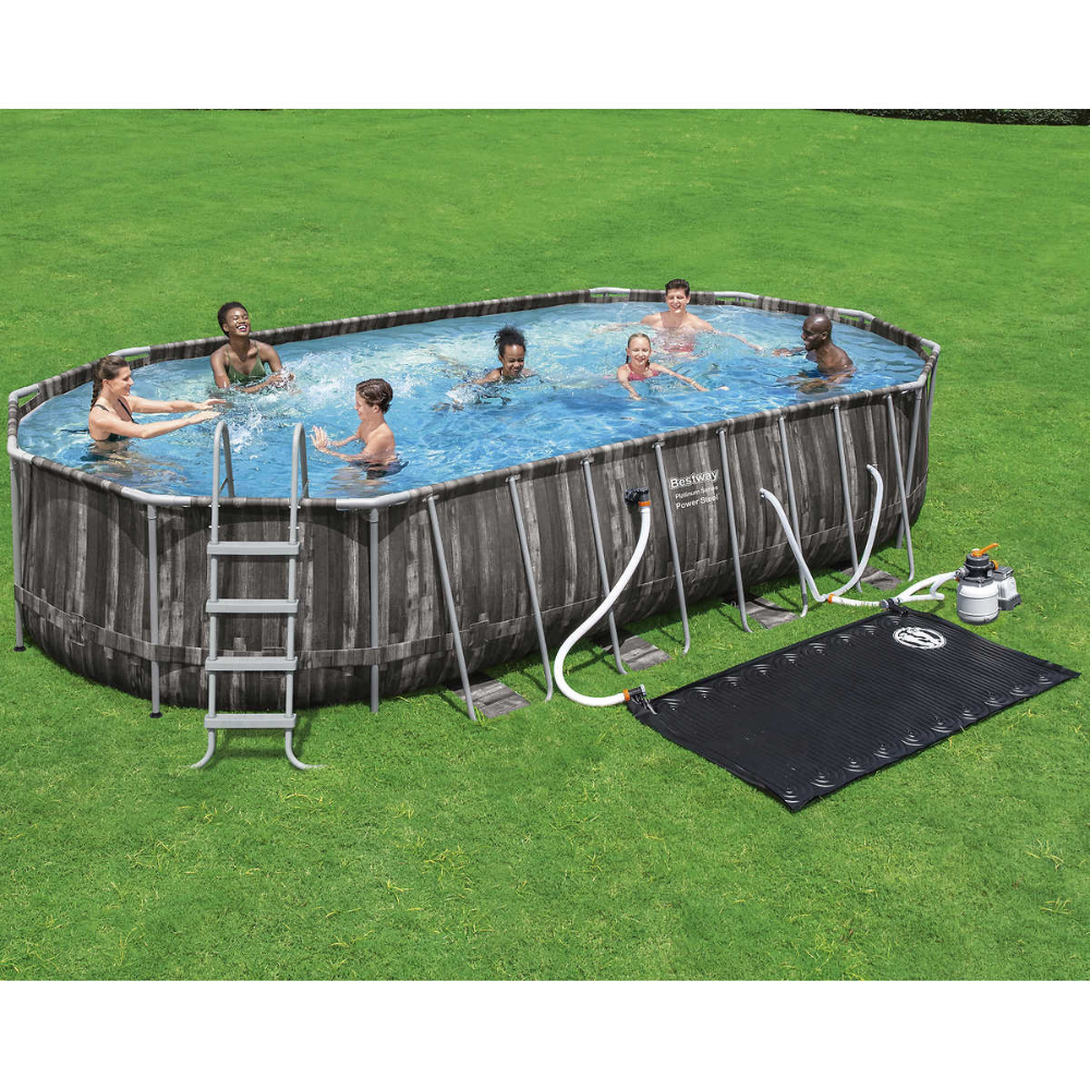 Bestway - Piscine hors terre Power Steel ovale avec chauffe-eau solaire
